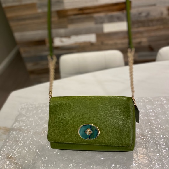 Coach Shoulder Bag Green Leather - Picture 2 of 12